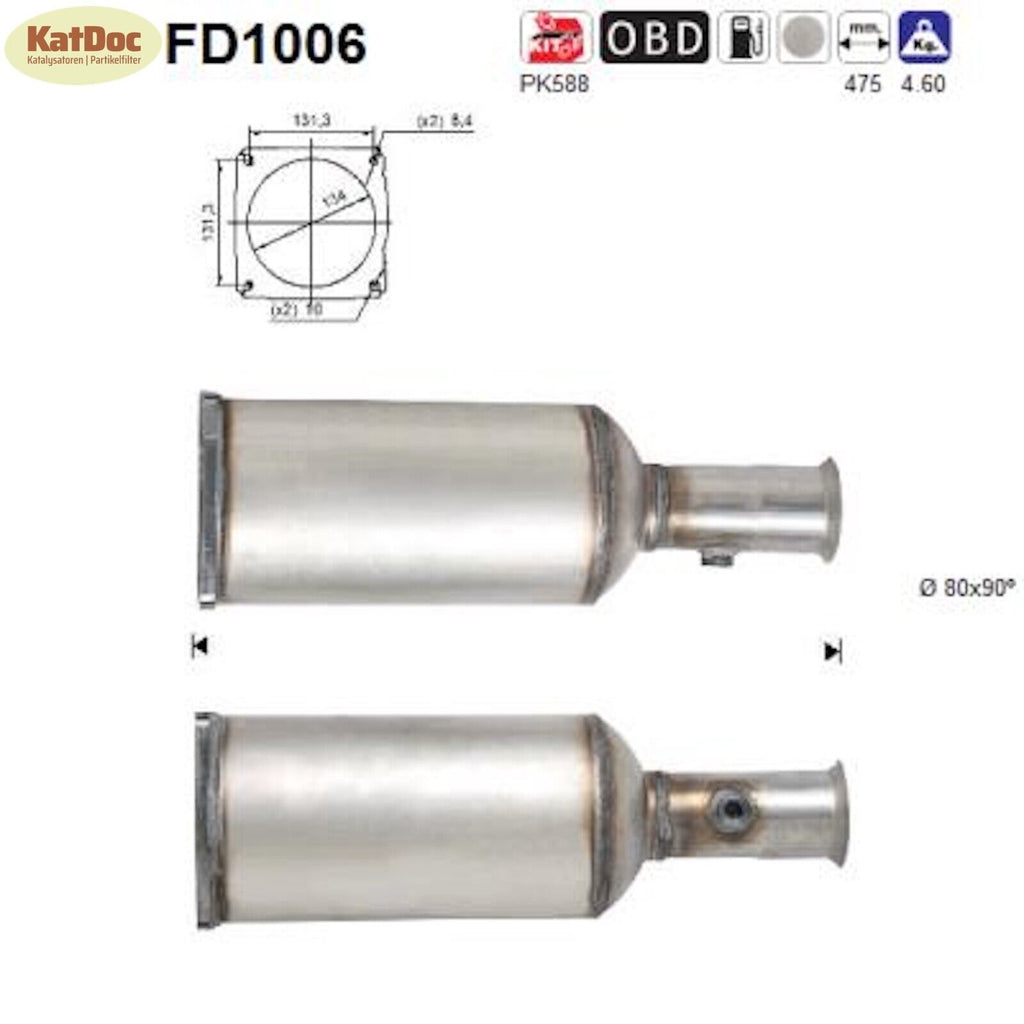 Ruß - Partikelfilter für Citroen C5, 2.2 HDi, 98kW, Euro 4 - KatDoc