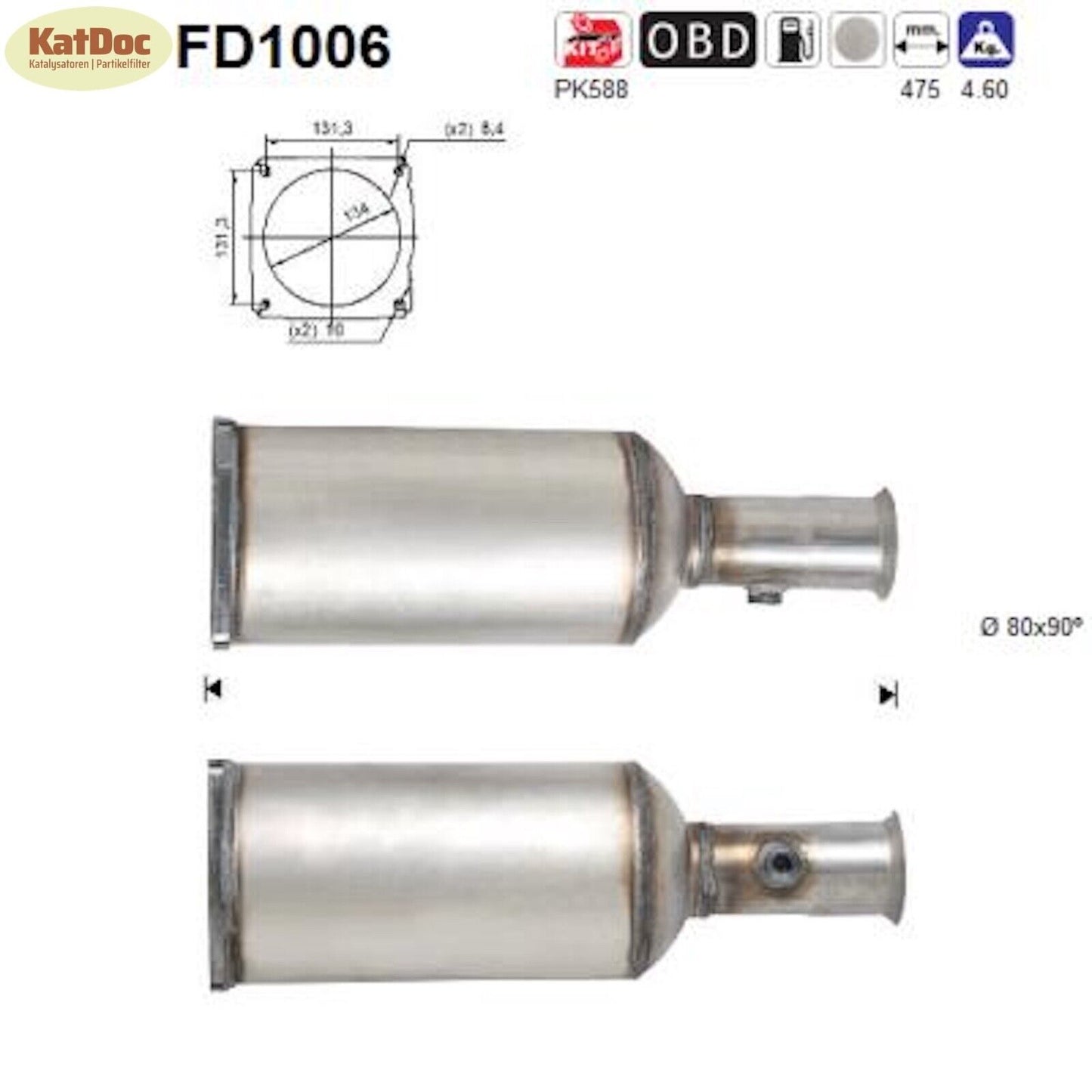Ruß - Partikelfilter für Citroen C5, 2.2 HDi, 98kW, Euro 4 - KatDoc