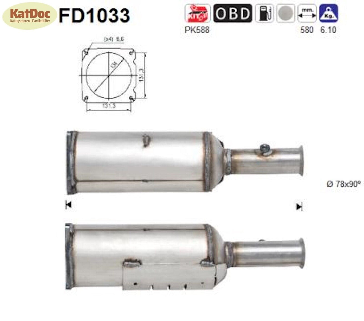 Ruß - Partikelfilter für Peugeot 607, 2.2/2.7 24V, HDi, 125/150kW, Euro 4 - KatDoc
