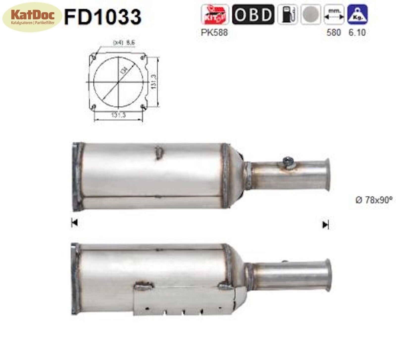Ruß - Partikelfilter für Peugeot 607, 2.2/2.7 24V, HDi, 125/150kW, Euro 4 - KatDoc