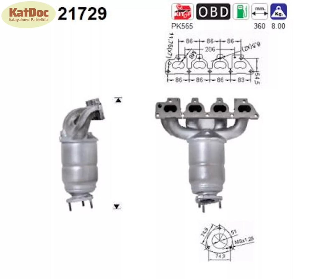 Katalysator Opel Astra G, Combo C,Corsa C,Meriva A,Vectra B, Zafira A,Euro 3 - KatDoc