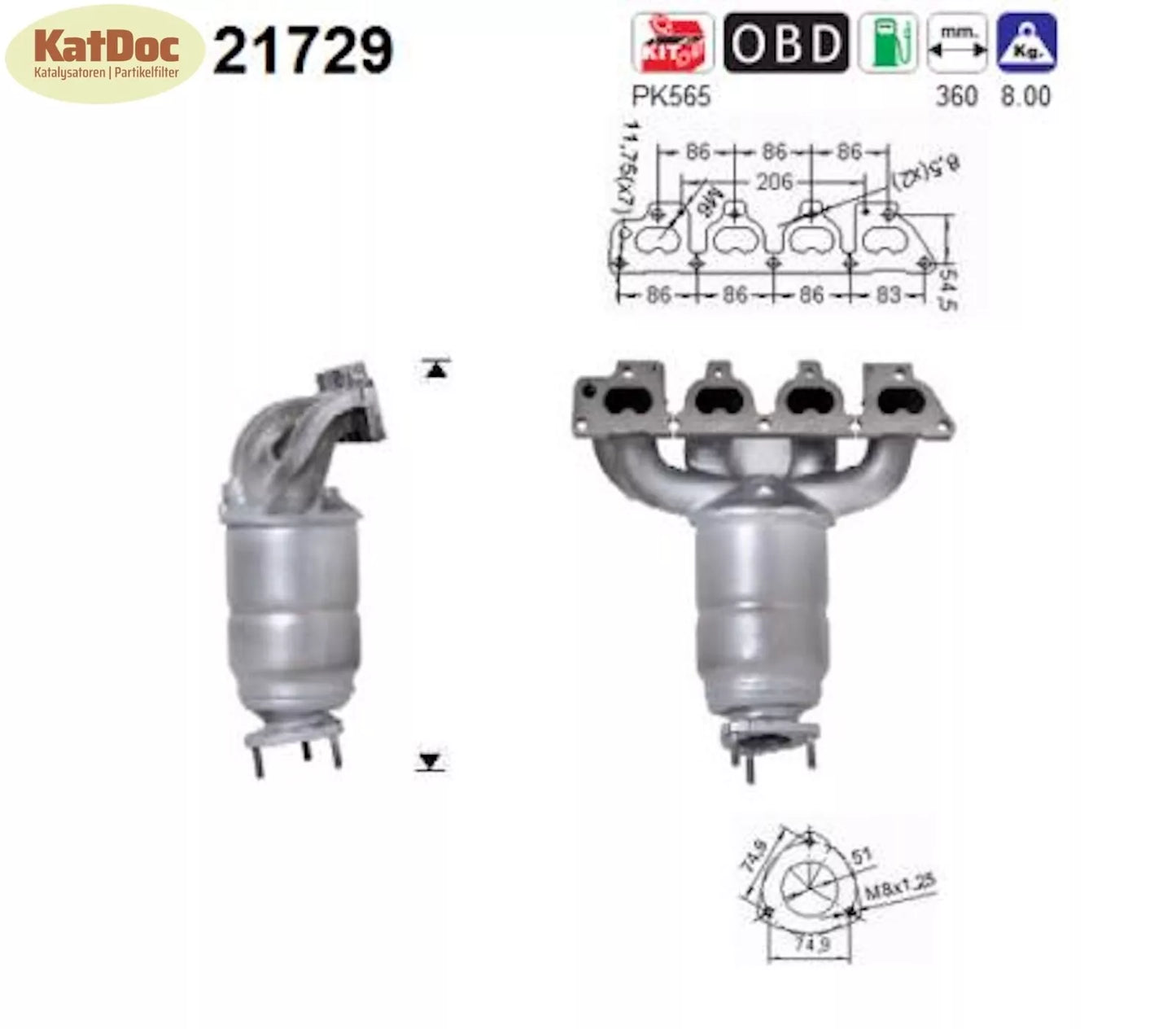 Katalysator Opel Astra G, Combo C,Corsa C,Meriva A,Vectra B, Zafira A,Euro 3 - KatDoc