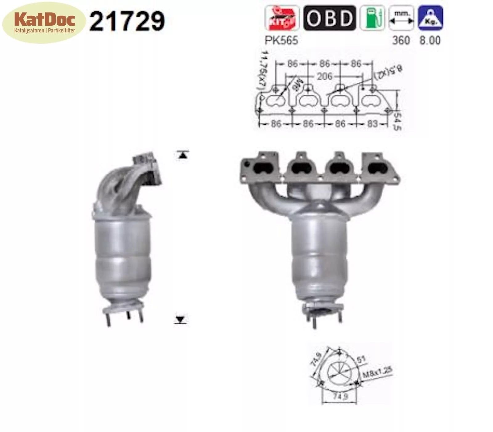 Katalysator Opel Astra G, Combo C,Corsa C,Meriva A,Vectra B, Zafira A,Euro 3 - KatDoc
