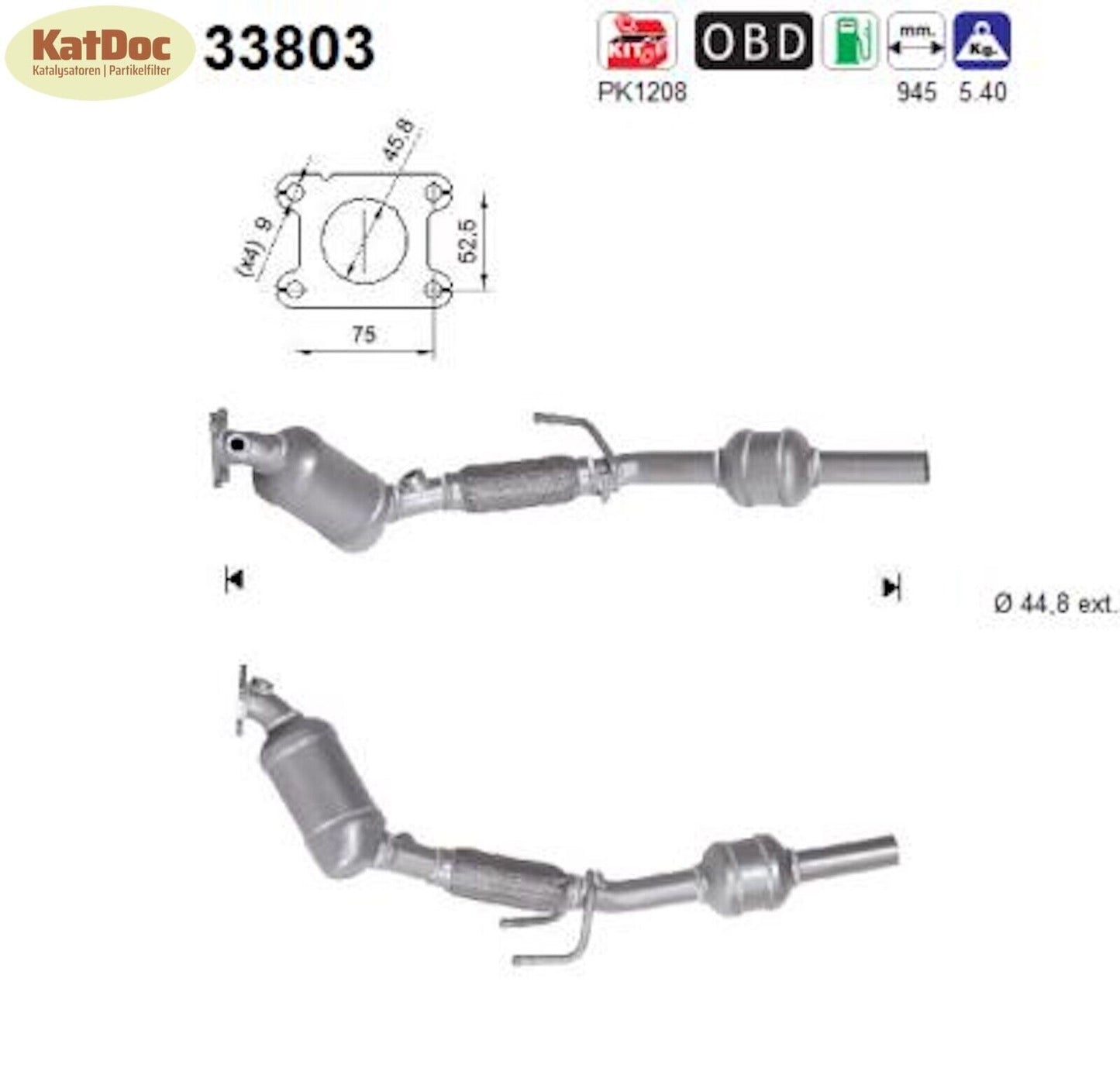 Katalysator für Seat Ibiza, VW Polo, 1.0, MPi, 48/59kW, Euro 6 - KatDoc