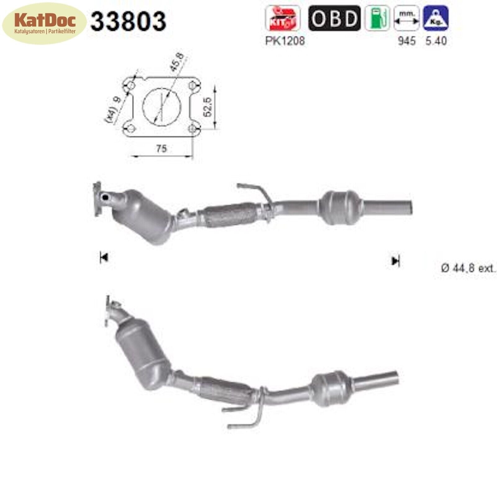 Katalysator für Seat Ibiza, VW Polo, 1.0, MPi, 48/59kW, Euro 6 - KatDoc