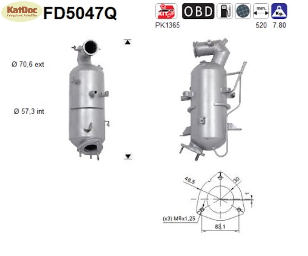 Ruß - Partikelfilter für Chevrolet Cruze/Orlando, 2.0 CDI/TD/D, Silizium, Euro 5 - KatDoc