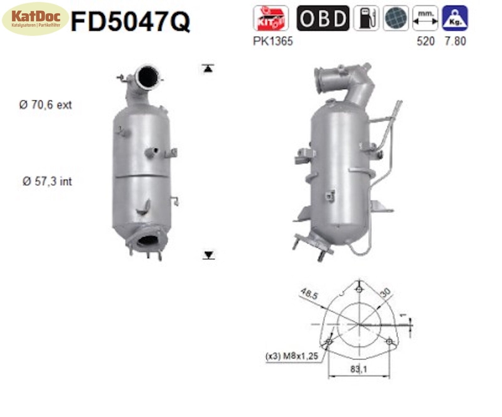 Ruß - Partikelfilter für Chevrolet Cruze/Orlando, 2.0 CDI/TD/D, Silizium, Euro 5 - KatDoc