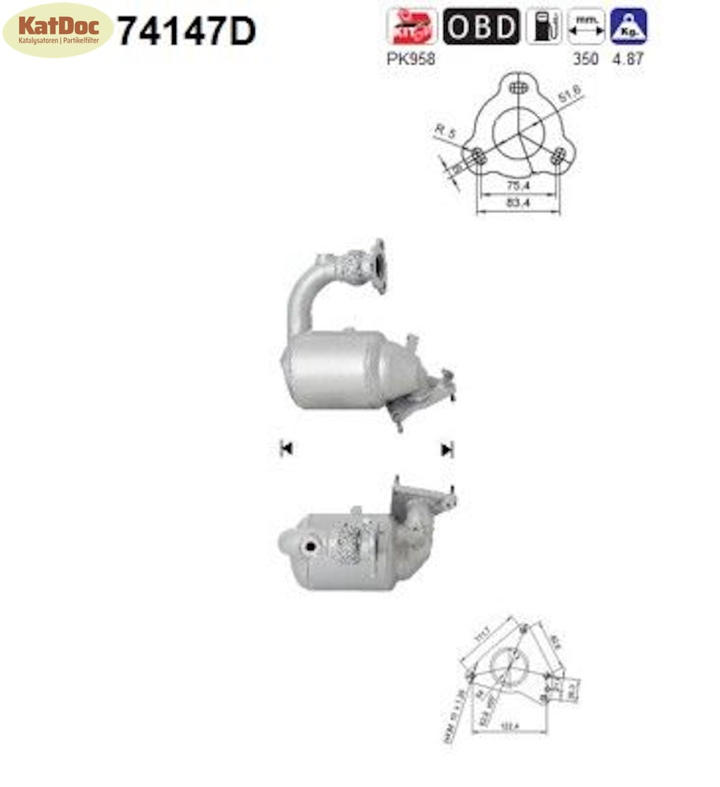 Katalysator Nissan Qashqai/X - Trail, Renault Koleos, 2.0 dCi, 110/127kW, Euro 4 - KatDoc