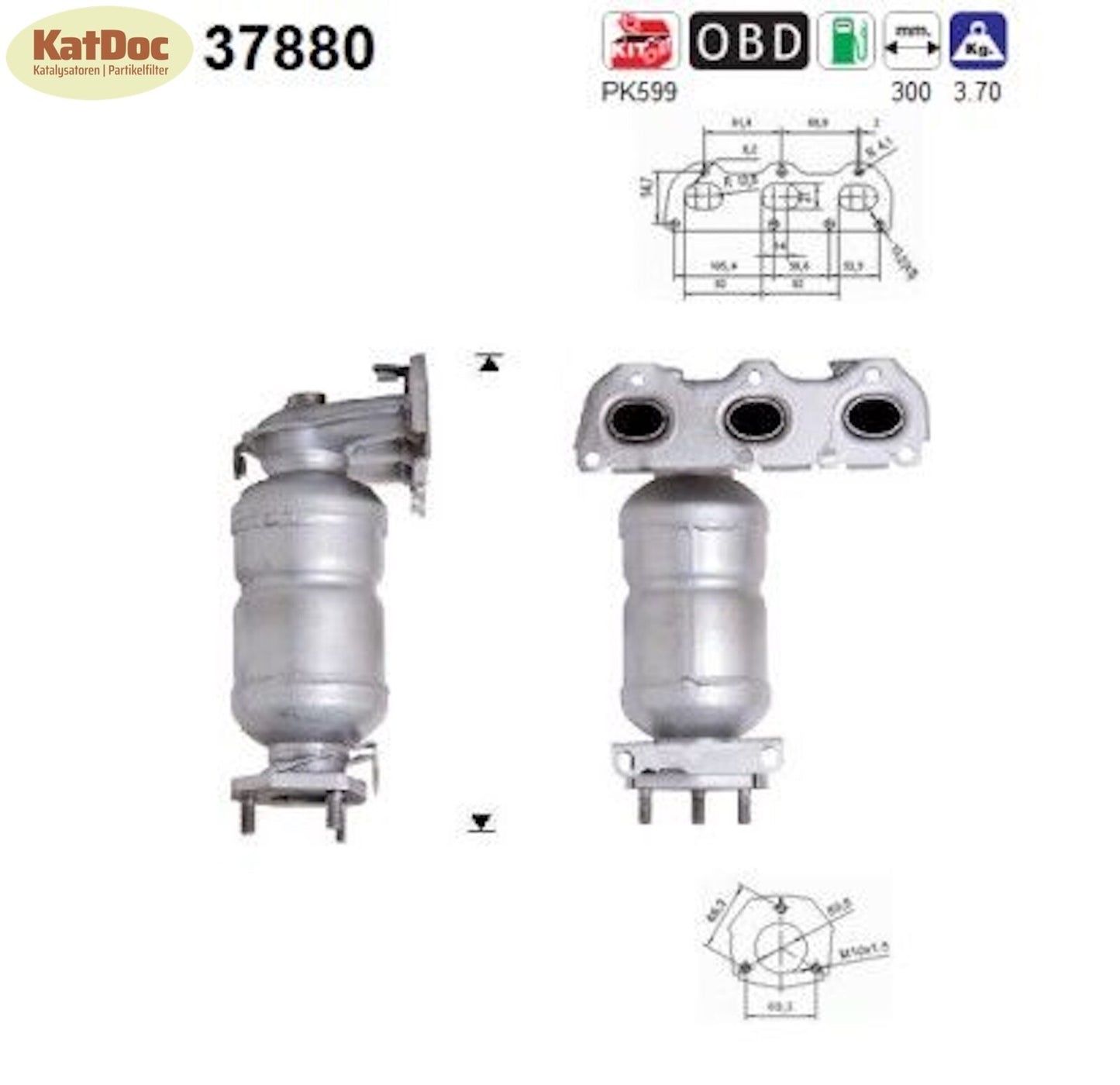 Katalysator Seat Cordoba/Ibiza, Skoda Fabia, VW Polo, 1.2, 47kW, Euro 4 - KatDoc