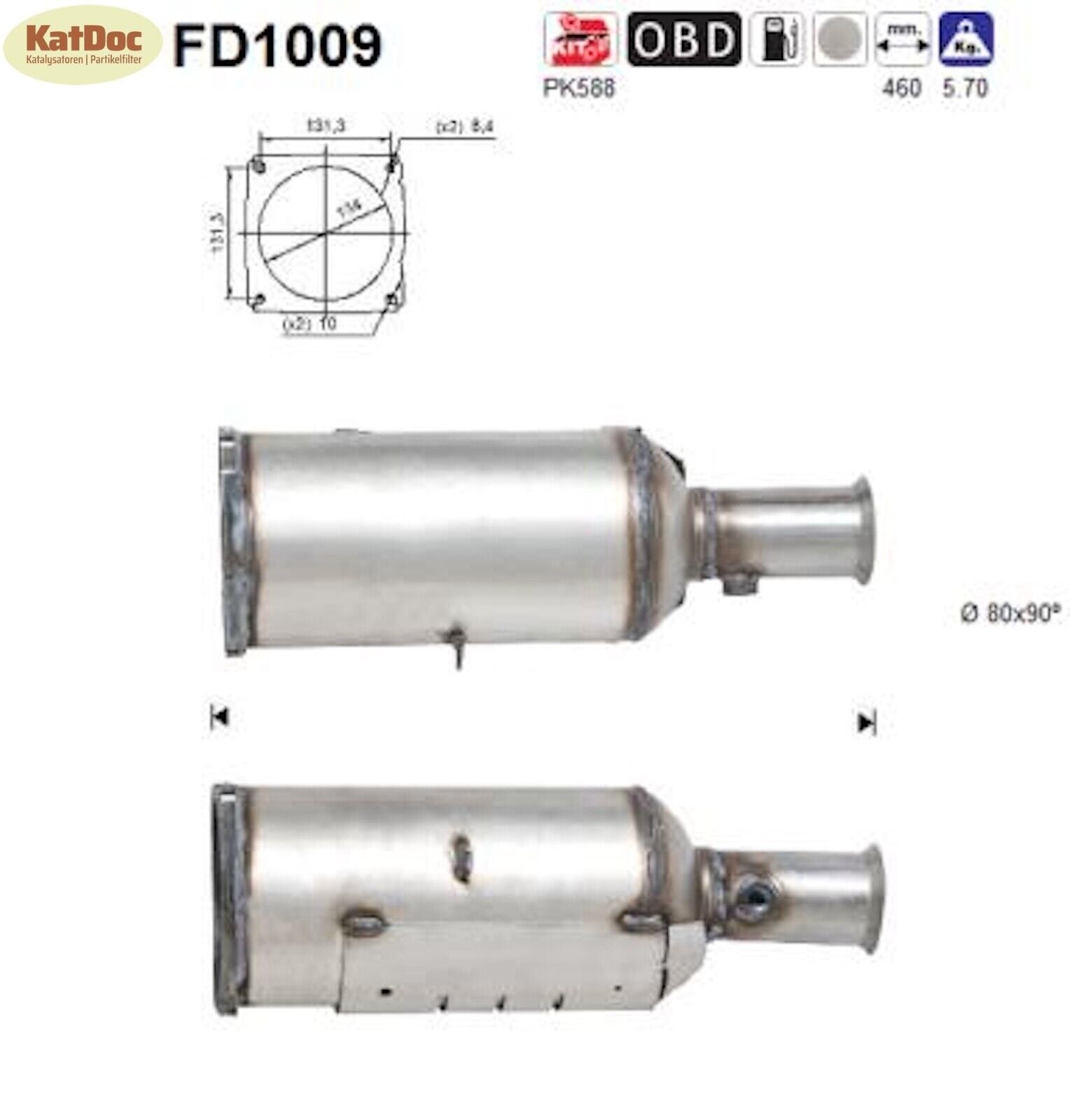 Ruß - Partikelfilter für Peugeot 406, 2.0/2.2 HDi, 79/98kW, Euro 4 - KatDoc