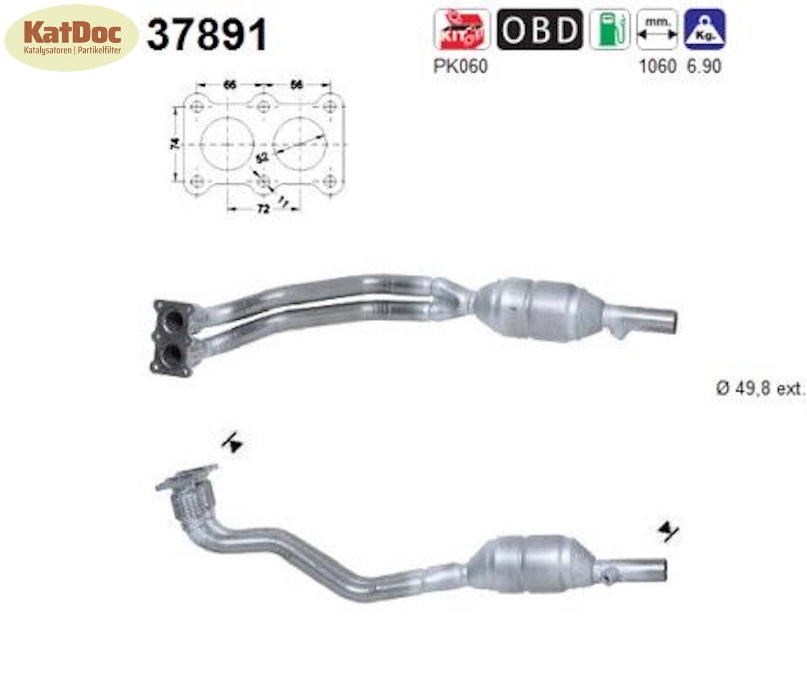 Katalysator Audi A3,Seat Leon,Skoda Octavia,VW Beetle/Golf 4/Bora, 1.6, Euro 4 - KatDoc