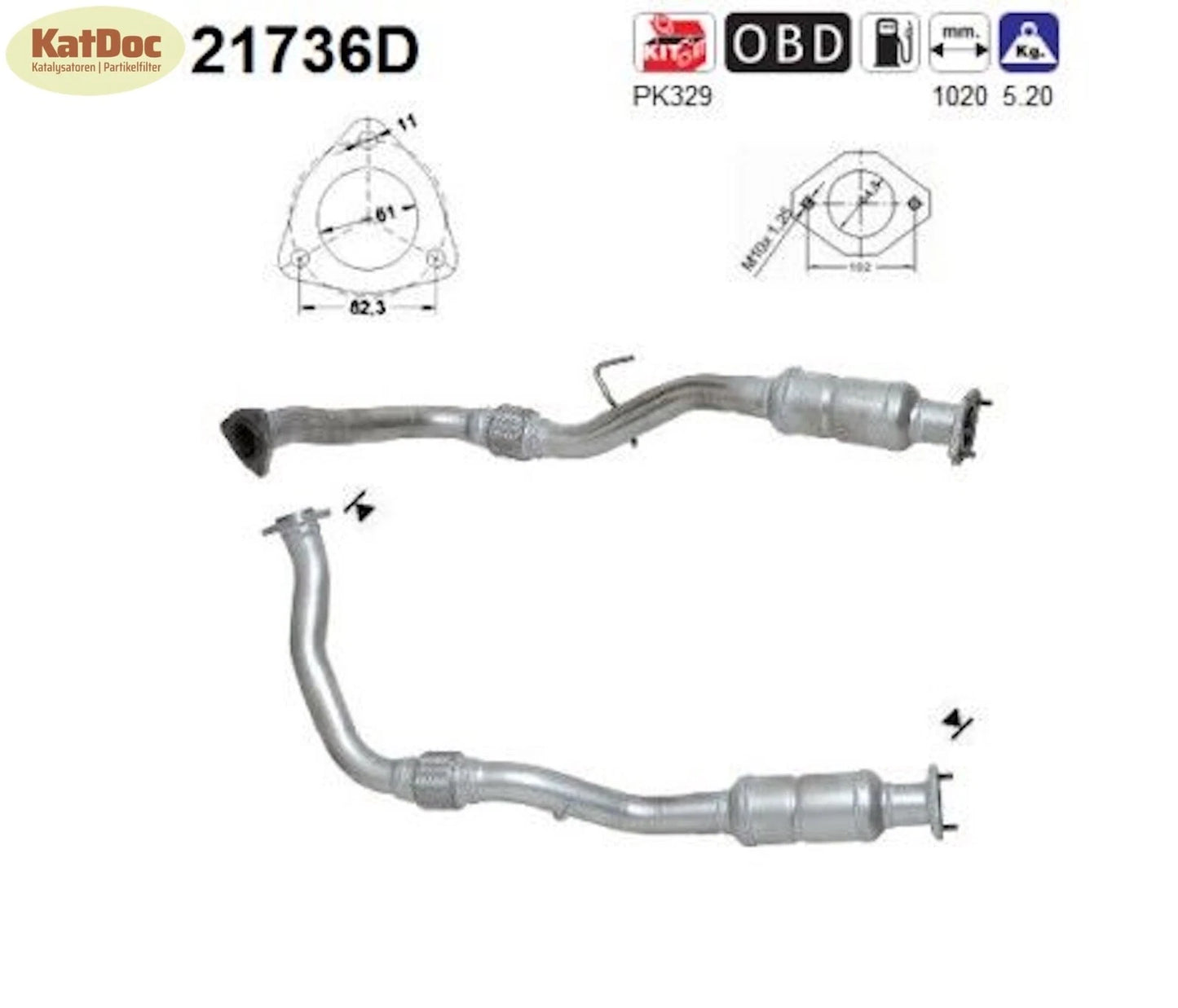 Katalysator für Opel Frontera B, 2.2 DTI, 85kW, Euro 3 - KatDoc