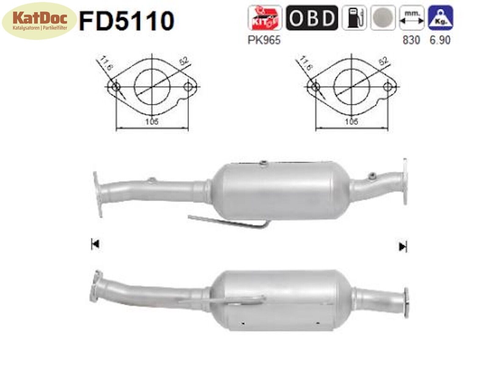 Ruß - Partikelfilter für Ford Kuga 2.0 TDCi, 4x4, 85/100/103/120kW, Euro 5 - KatDoc