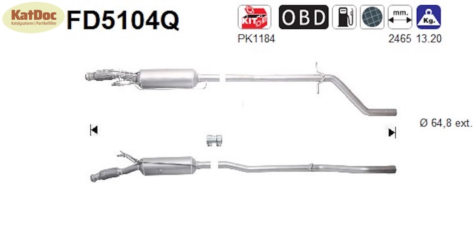 Ruß - Partikelfilter für Citroen C5, Peugeot 508, 2.2 HDi, 150kW,SIlizium,Euro 5 - KatDoc