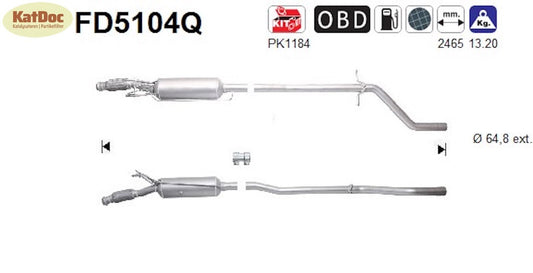 Ruß - Partikelfilter für Citroen C5, Peugeot 508, 2.2 HDi, 150kW,SIlizium,Euro 5 - KatDoc