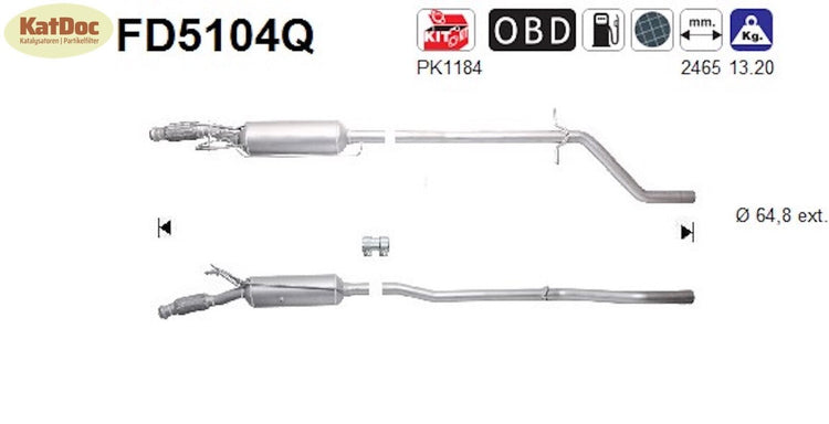 Ruß - Partikelfilter für Citroen C5, Peugeot 508, 2.2 HDi, 150kW,SIlizium,Euro 5 - KatDoc