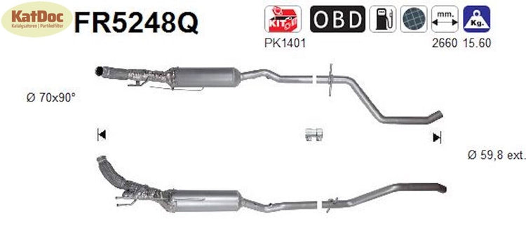 Ruß - Partikelfilter für Citroen C5, Peugeot 508, 2.0, BlueHDi, Silizium, Euro 6 - KatDoc