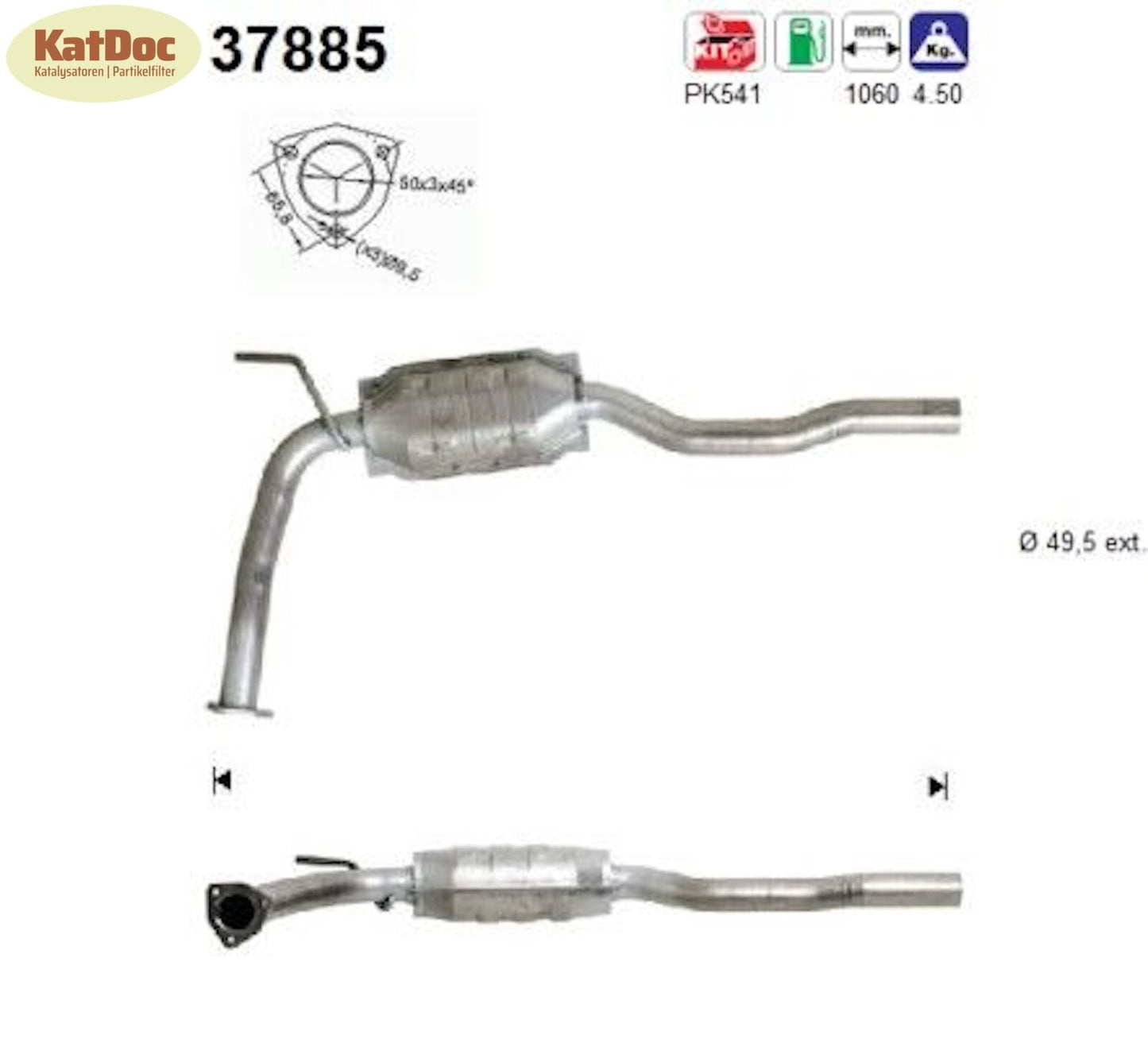 Katalysator für VW T4, 2.0/2.5, 62/81kW, Euro 1&2 - KatDoc