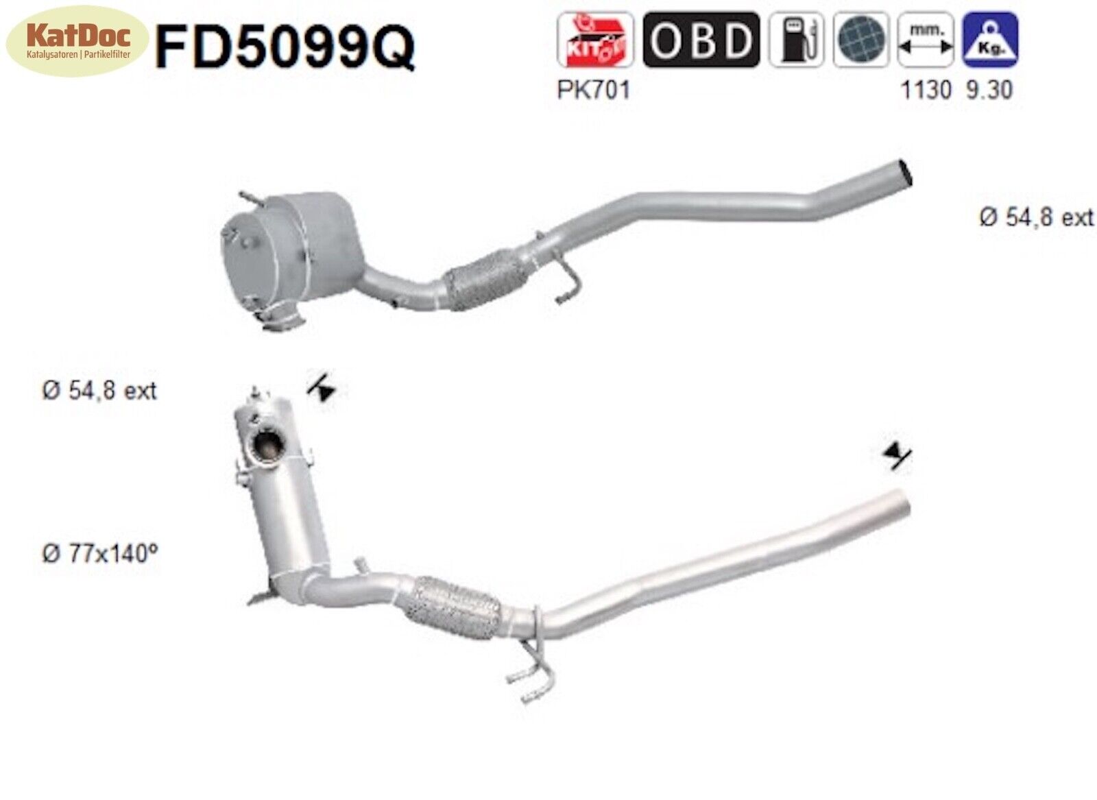 Ruß - Partikelfilter VW Caddy,2.0 TDI, 4motion, 16V, 62/81/103kW,Silizium,Euro 5 - KatDoc