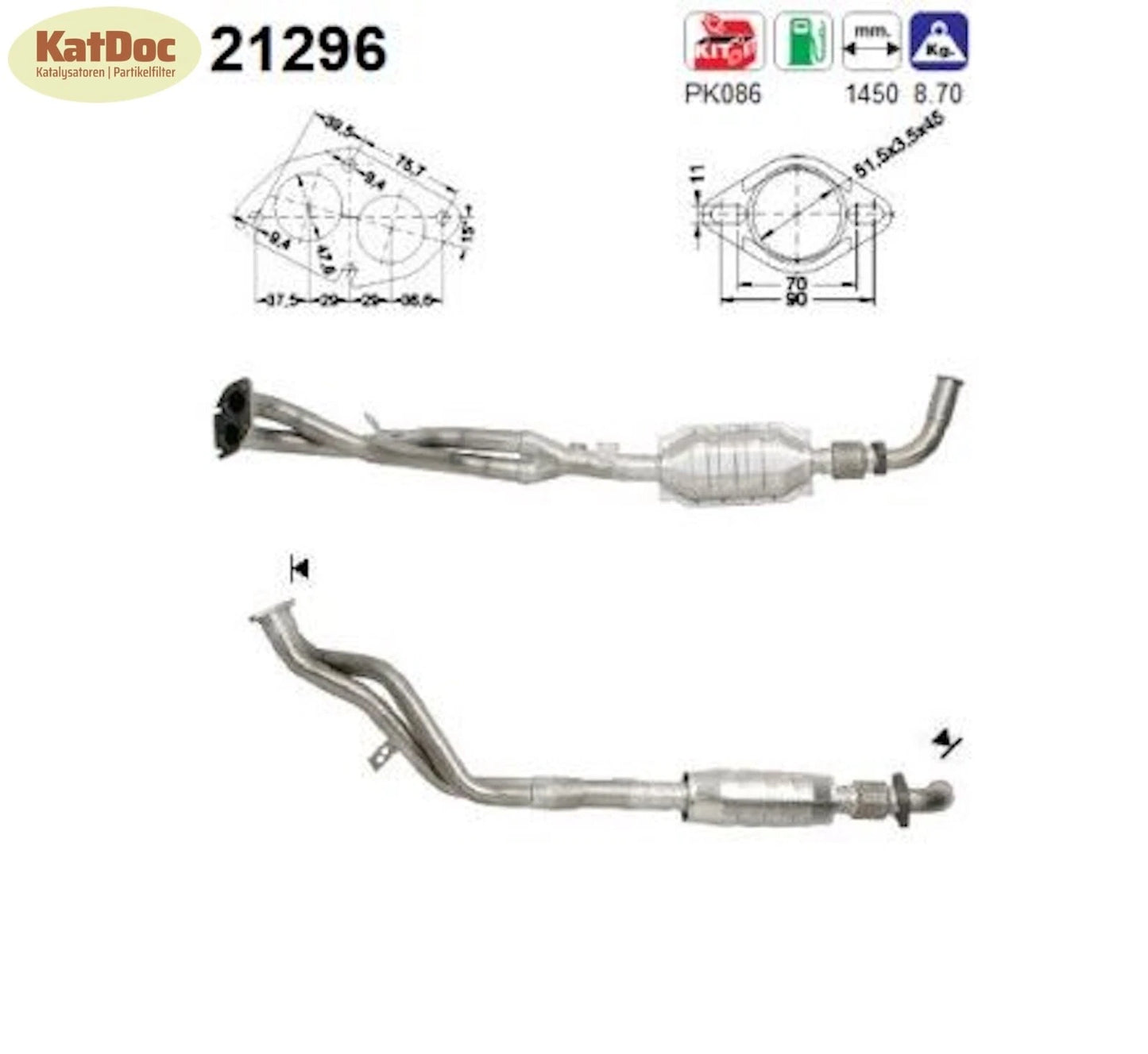 Katalysator für Opel Omega B, 2.0 16V, 100kW, Euro 1&2 - KatDoc