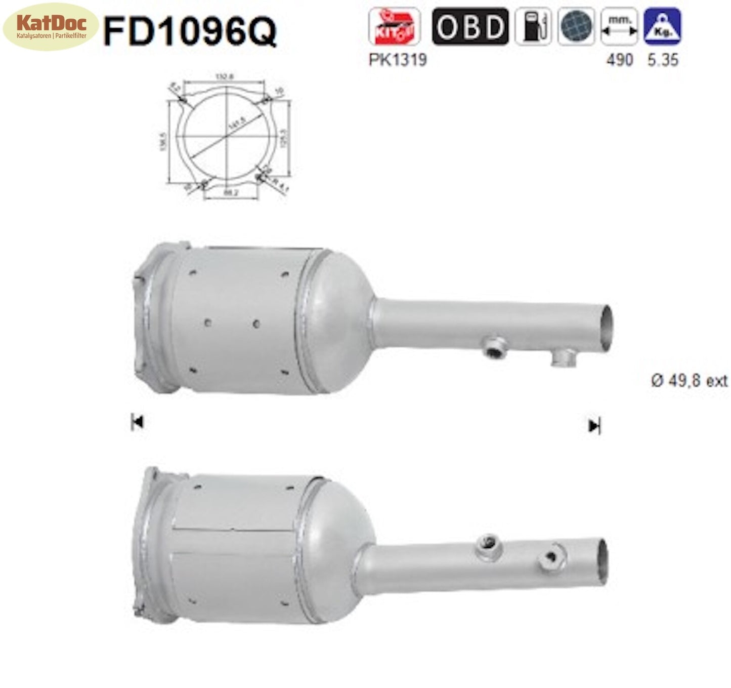 Ruß - Partikelfilter Renault Kangoo/Rapid, 1.5 dCi, 76kW, Silizium, Euro 4 - KatDoc