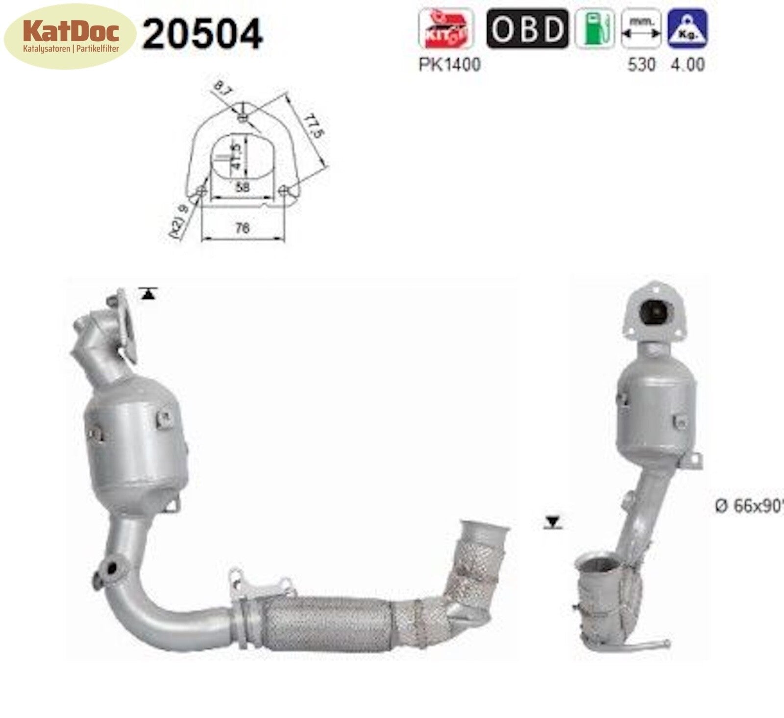 Katalysator für Ford Fiesta 1.1 Ti - VCT, 52/55/63kW, Euro 6 - KatDoc
