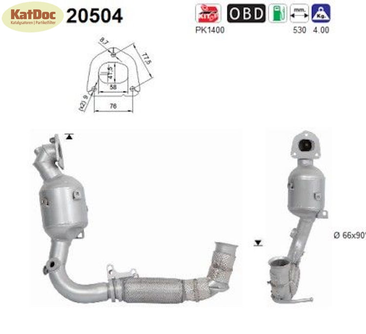 Katalysator für Ford Fiesta 1.1 Ti - VCT, 52/55/63kW, Euro 6 - KatDoc