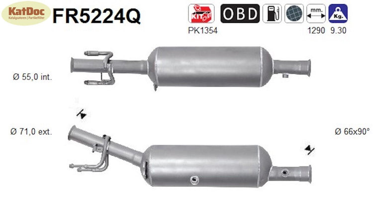 Ruß - Partikelfilter für Peugeot 508, 1.6 HDi, BlueHDi, 85/88kW,Silizium,Euro 6 - KatDoc