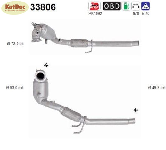 Katalysator für Seat Arona/Ibiza, VW T - Cross/Polo, 1.0 TSI, 70/85kW, Euro 6 - KatDoc