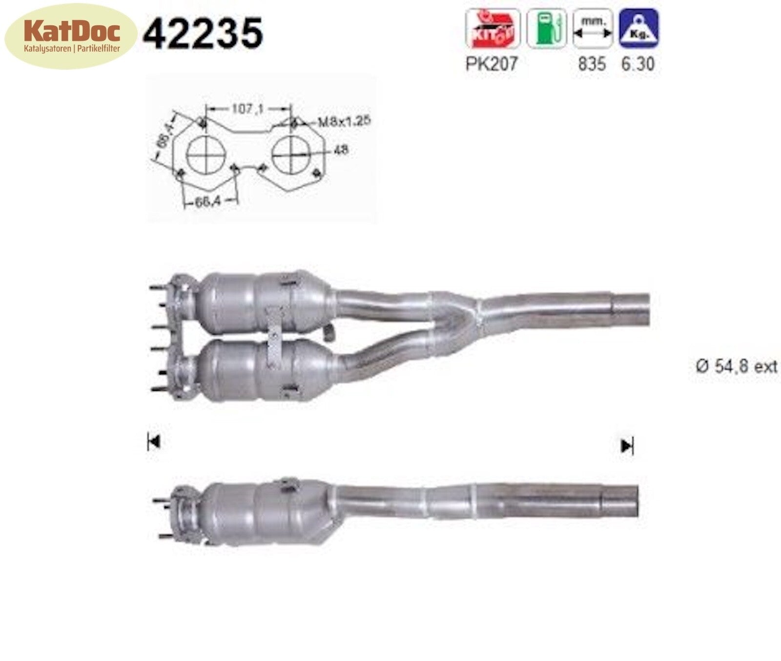 Katalysator Audi A3/TT,Seat Leon,VW Golf 4/Bora, 1.8/2.3, 92/110/132kW, Euro 1&2 - KatDoc
