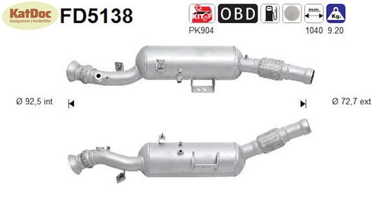Ruß - Partikelfilter für Mercedes - Benz Sprinter, 2.1 CDI, 4x4, Euro 5 - KatDoc
