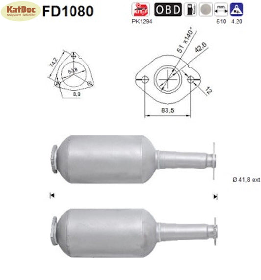 Ruß - Partikelfilter für Opel Agila B, Suzuki Splash/Swift, 1.3, 51/55kW, Euro 4 - KatDoc