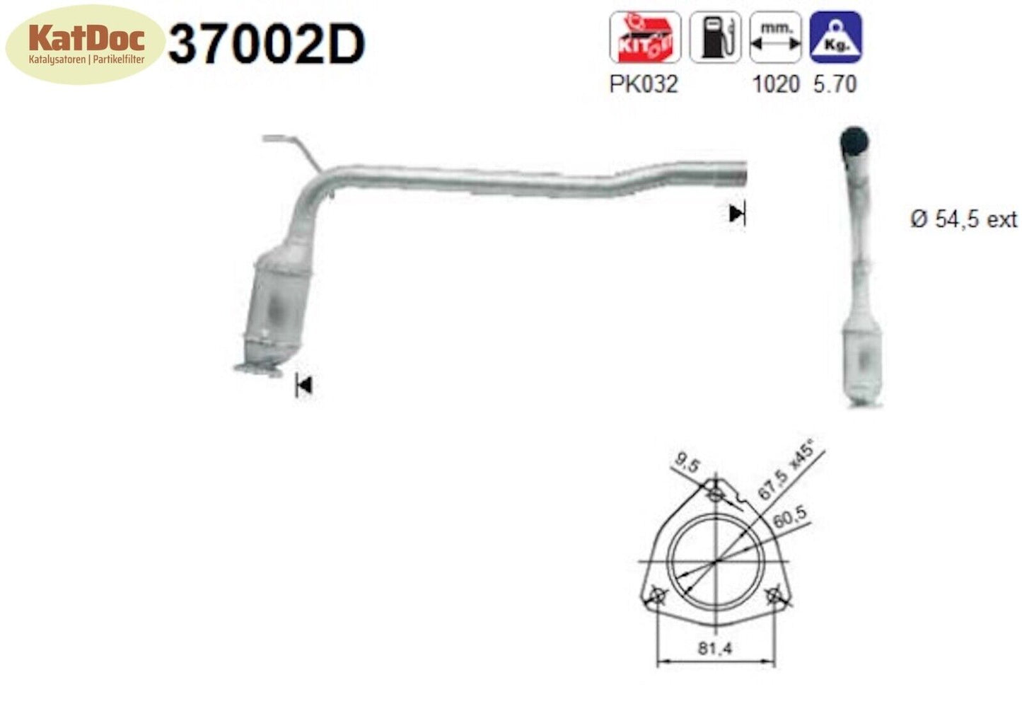 Katalysator für VW T4, 1.9/2.4, TD/D, 50/55kW, Diesel, Euro 1&2 - KatDoc