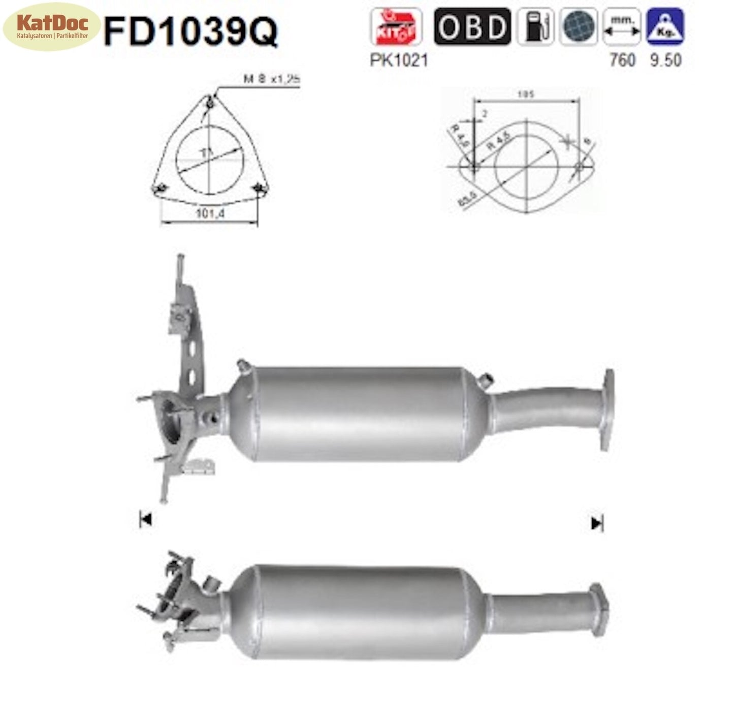 Ruß - Partikelfilter für Volvo S80/V70/XC60/XC70, 2.4,120/136kW,Silizium, Euro 4 - KatDoc