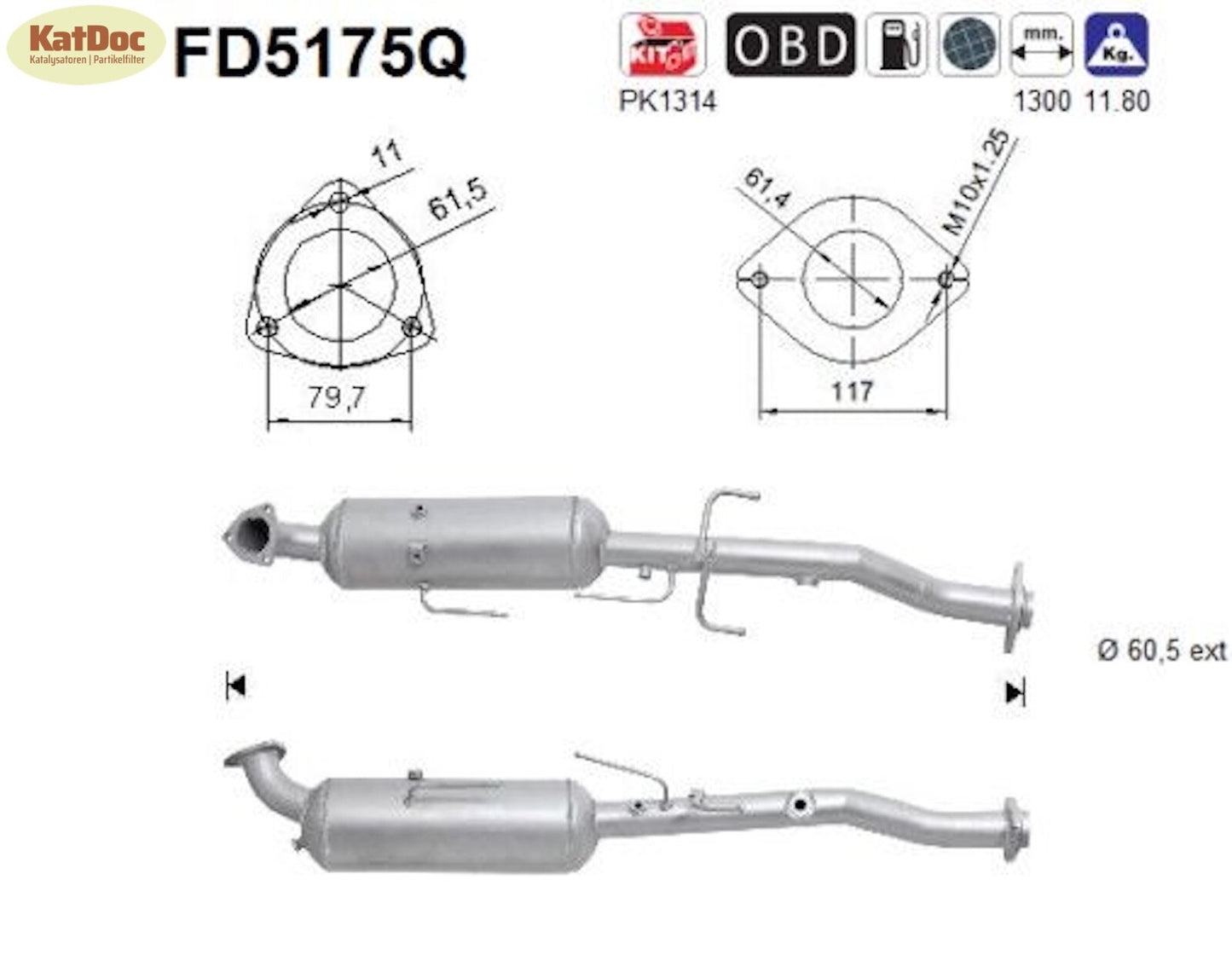 Ruß - Partikelfilter Toyota Hilux,2.5/3.0 D - 4D,106/120/126/145kW,Silizium,Euro 5 - KatDoc