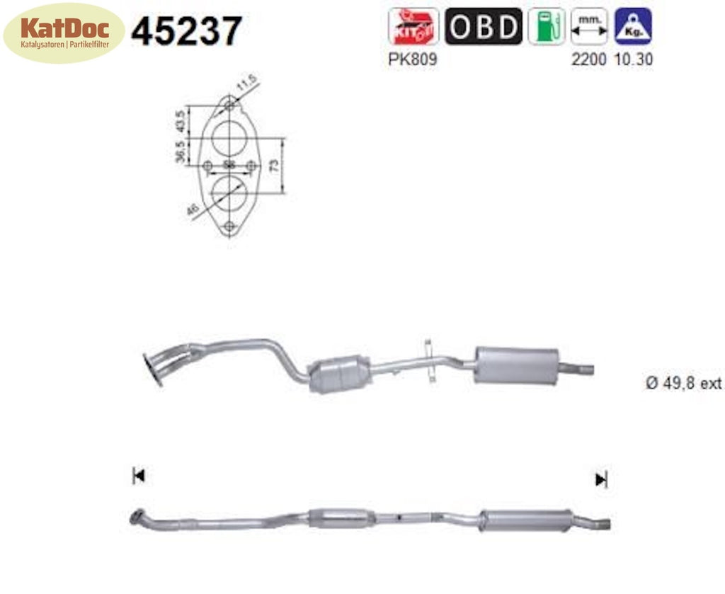 Katalysator BMW 3er E46 316/318, i/Ci/ti, 1.6/1.8/2.0, 85/105/110kW, Euro 4 - KatDoc