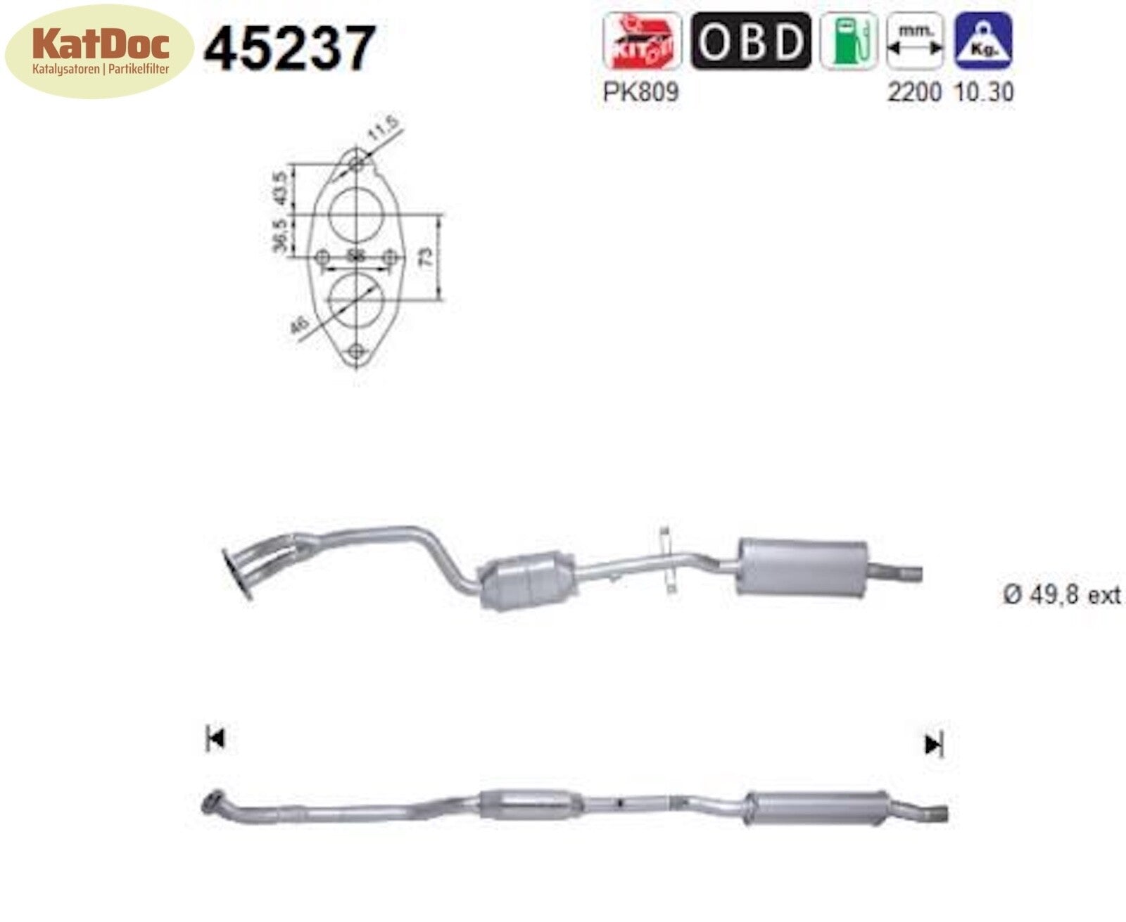 Katalysator BMW 3er E46 316/318, i/Ci/ti, 1.6/1.8/2.0, 85/105/110kW, Euro 4 - KatDoc