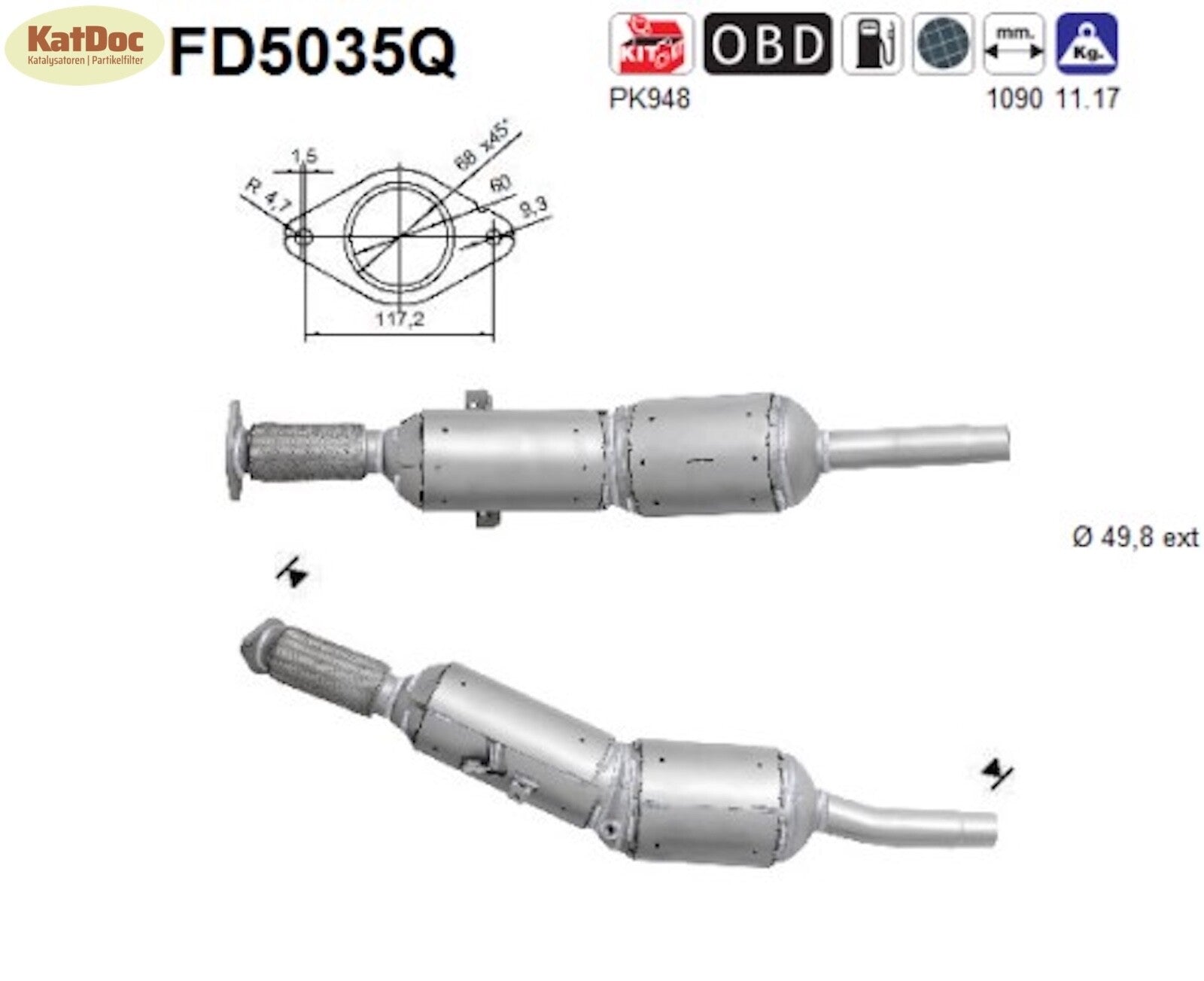 Ruß - Partikelfilter Renault Grand Scenic/Megane/Scenic, 1.5 dCi,Silizium,Euro 4 - KatDoc