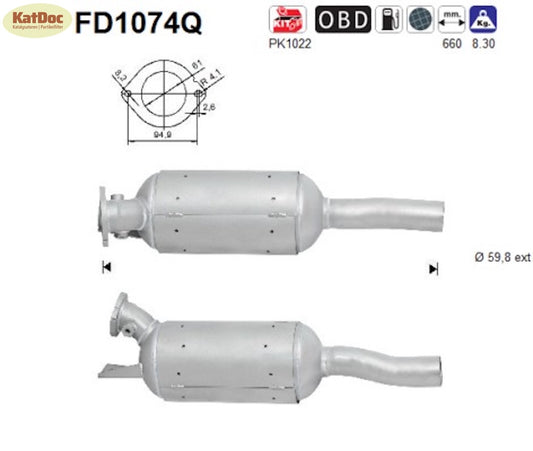 Ruß - Partikelfilter für Renault Espace, 2.0 dCi, 110/127kW, Silizium, Euro 5 - KatDoc