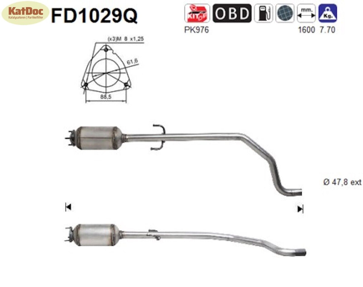 Ruß - Partikelfilter für Corsa D, 1.3 CDTI, 55/66kW, Silizium, Euro 4 - KatDoc