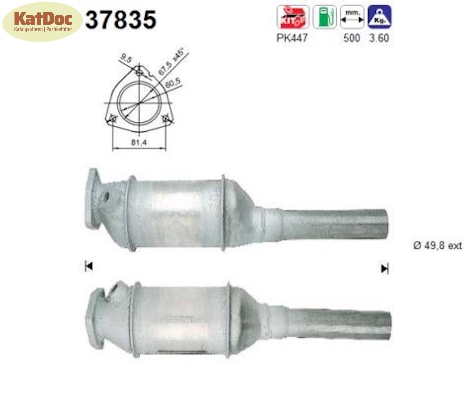 Katalysator für VW Golf 2/3,Passat B3/Vento, 1.6/1.8, 74/79kW, Euro 1&2 - KatDoc
