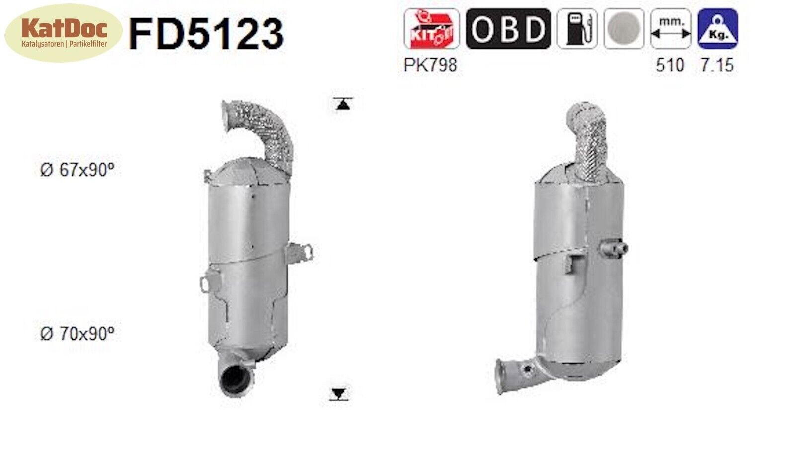 Ruß - Partikelfilter für Citroen C3/DS3,Peugeot 2008/206+/207/208,1.4 HDi,Euro 5 - KatDoc