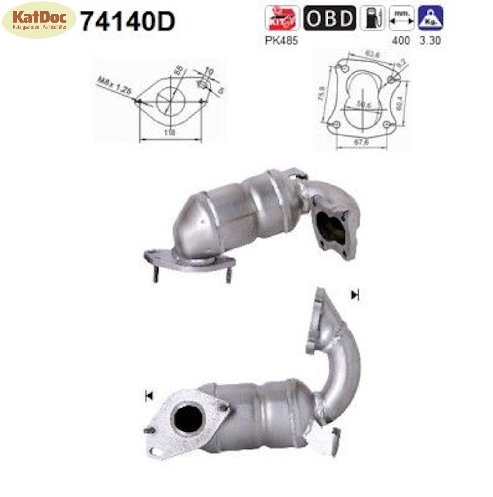 Katalysator Nissan Kubistar/Micra III, 1.5 dCi, 42/48/60kW, Euro 4 - KatDoc