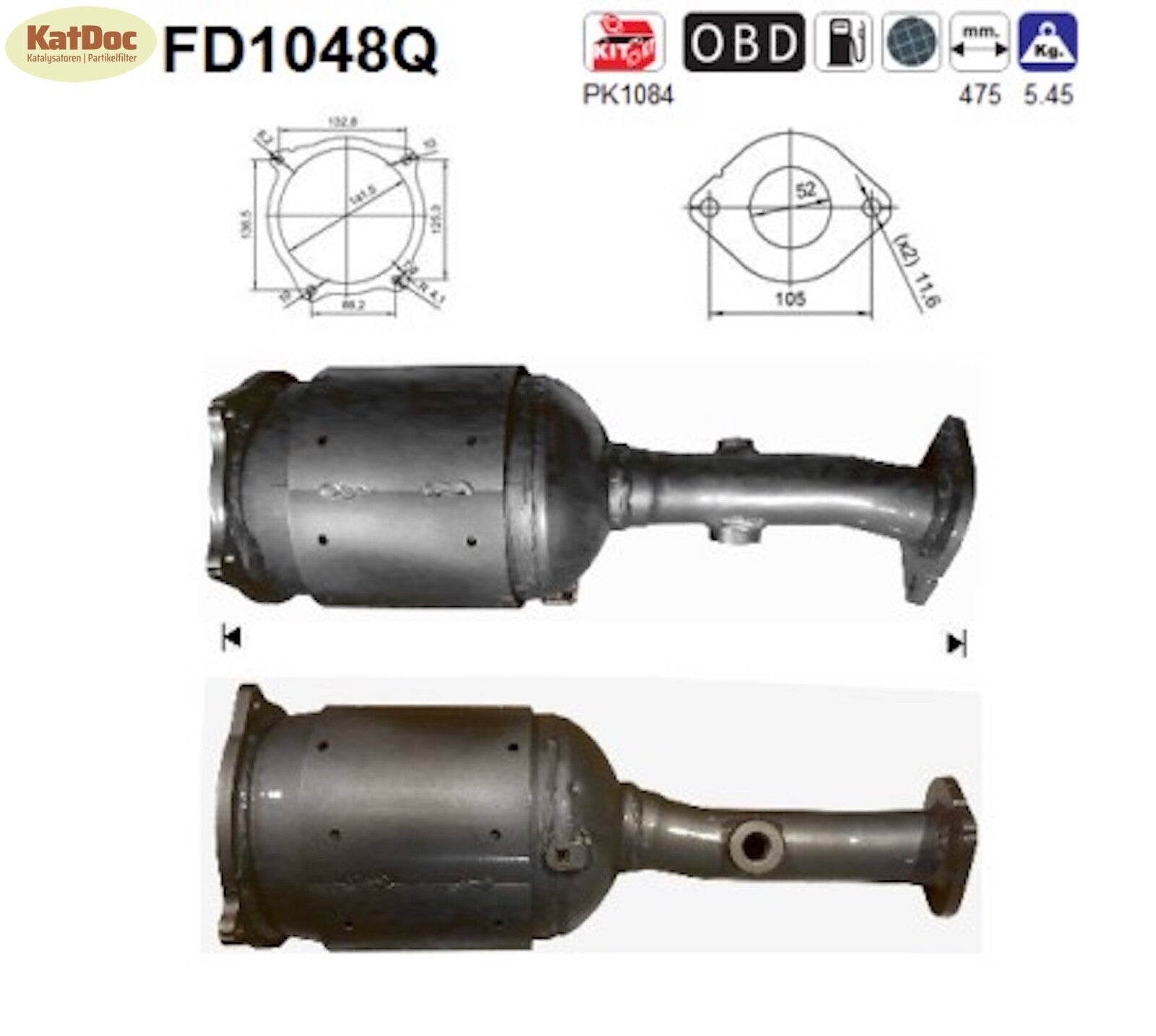 Ruß - Partikelfilter Nissan Qashqai 1/Qashqai+2,1.5 dCi,76/78kW,Silizium, Euro 4 - KatDoc