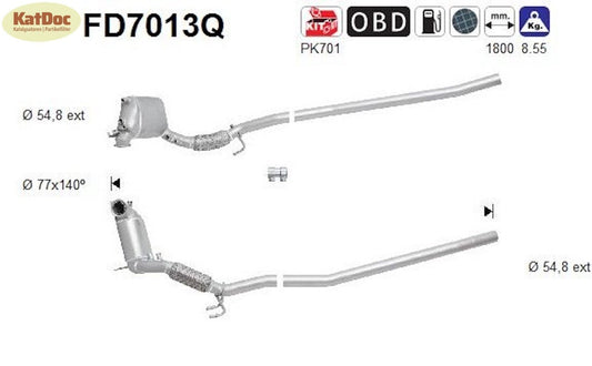 Ruß - Partikelfilter Audi A3,Seat AlteaXL,Skoda Octavia,VW Golf5,Silizium,Euro 4 - KatDoc