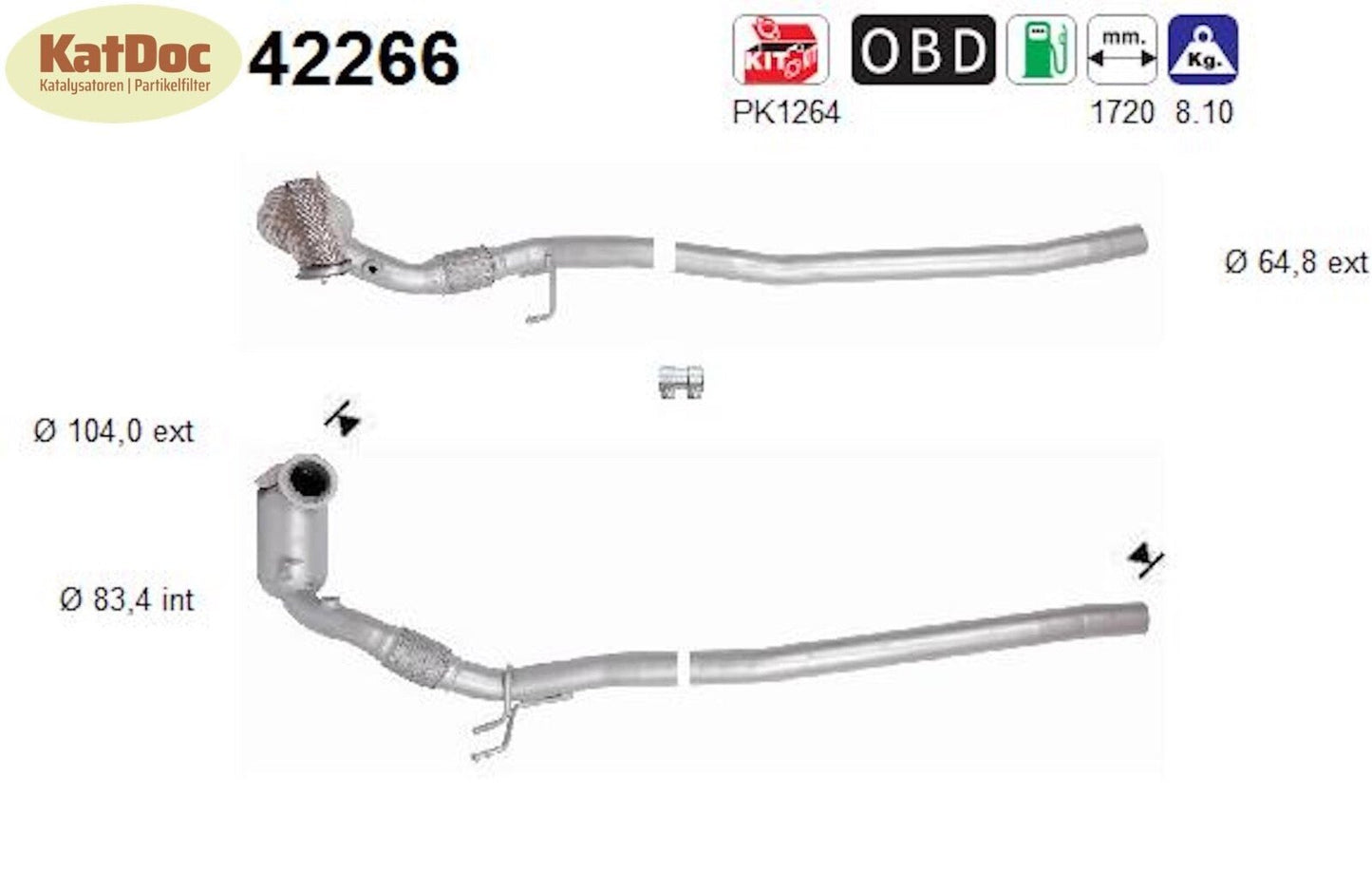 Katalysator für Audi A3,Seat Leon,Skoda Superb,VW Arteon/Golf 7/Passat, Euro 6 - KatDoc