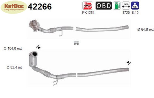 Katalysator für Audi A3,Seat Leon,Skoda Superb,VW Arteon/Golf 7/Passat, Euro 6 - KatDoc