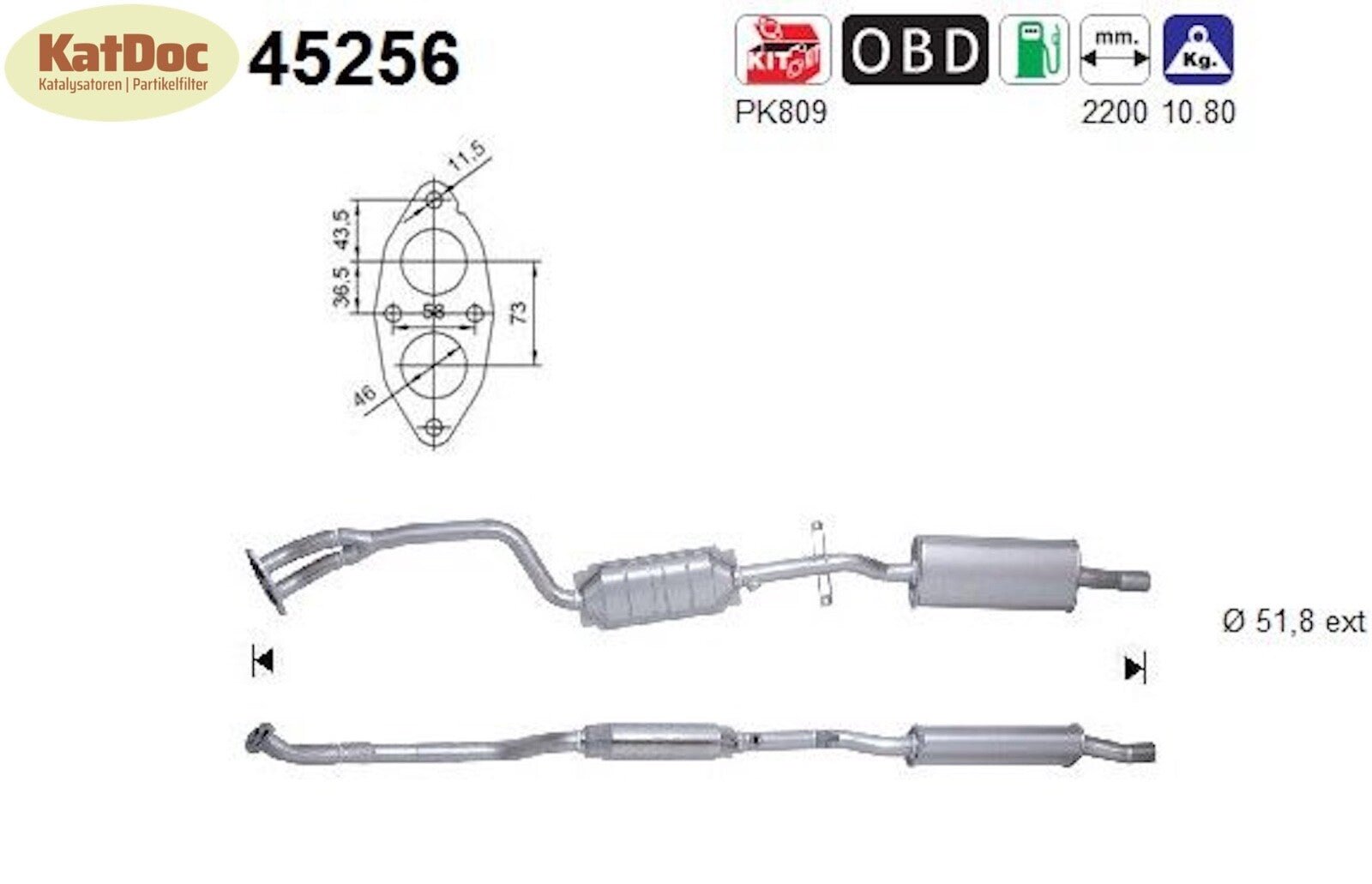 Katalysator BMW 3er E46 316/318, i/Ci/ti, 1.8/2.0, 85/100/105/kW, Euro 4 - KatDoc