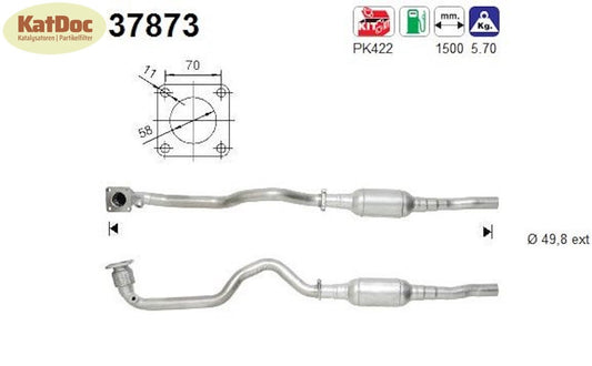 Katalysator für Seat Leon, VW Golf 4/Bora, 1.4 16V, 55kW, Euro 1&2 - KatDoc