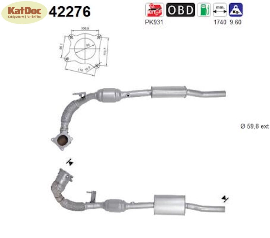 Katalysator für Audi A3, Skoda Octavia/Superb, 1.8/2.0/S3, TFSI, Euro 5 - KatDoc